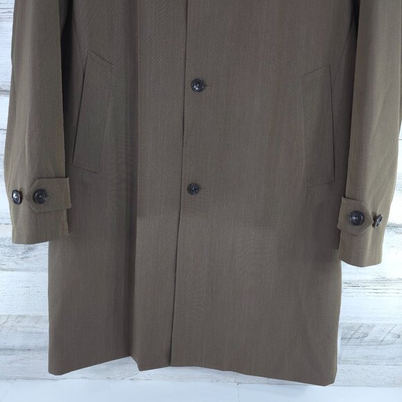 MICHAEL KORS BROWN RAIN COAT MEN'S SIZE 46L FOUR BUTTONS POCKETS LINING *EUC* - Picture 5 of 16